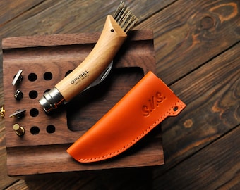 Lederscheide Pilzmesser Opinel Nr. 8, Pilzsammler Geschenk, Lederscheide, Opinel Messerscheide, Pilzsammeln, Gürtelscheide Opinel