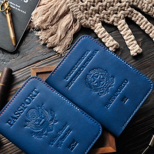 Portadocumentos de cuero para doble nacionalidad, billetera para pasaporte con doble nacionalidad, monedero de viaje, funda de pasaporte de cuero personalizada.