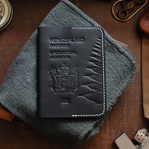 Lederhalter für Neuseeland-Pass, Neuseeland-Pass, Passhülle, personalisierte Passhülle, Passhülle