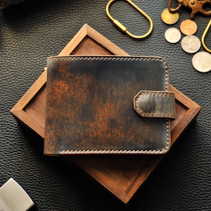 Cartera minimalista de piel cordobesa combinada, monedero plegable de primera calidad para hombre, regalo para jefe, regalo para padre, regalo de lujo