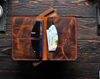 Brown leather documents holder, wallet for passport, treveler purse, Personalized Leather Passport Wallet