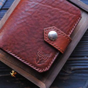 Cartera de piel de búho, regalo de búho, cartera hecha a mano con diseño de búho