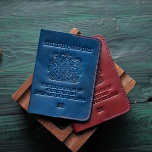 Titular de cuero para pasaporte británico, pasaporte de Gran Bretaña, titular de pasaporte del Reino Unido, regalo para viajero
