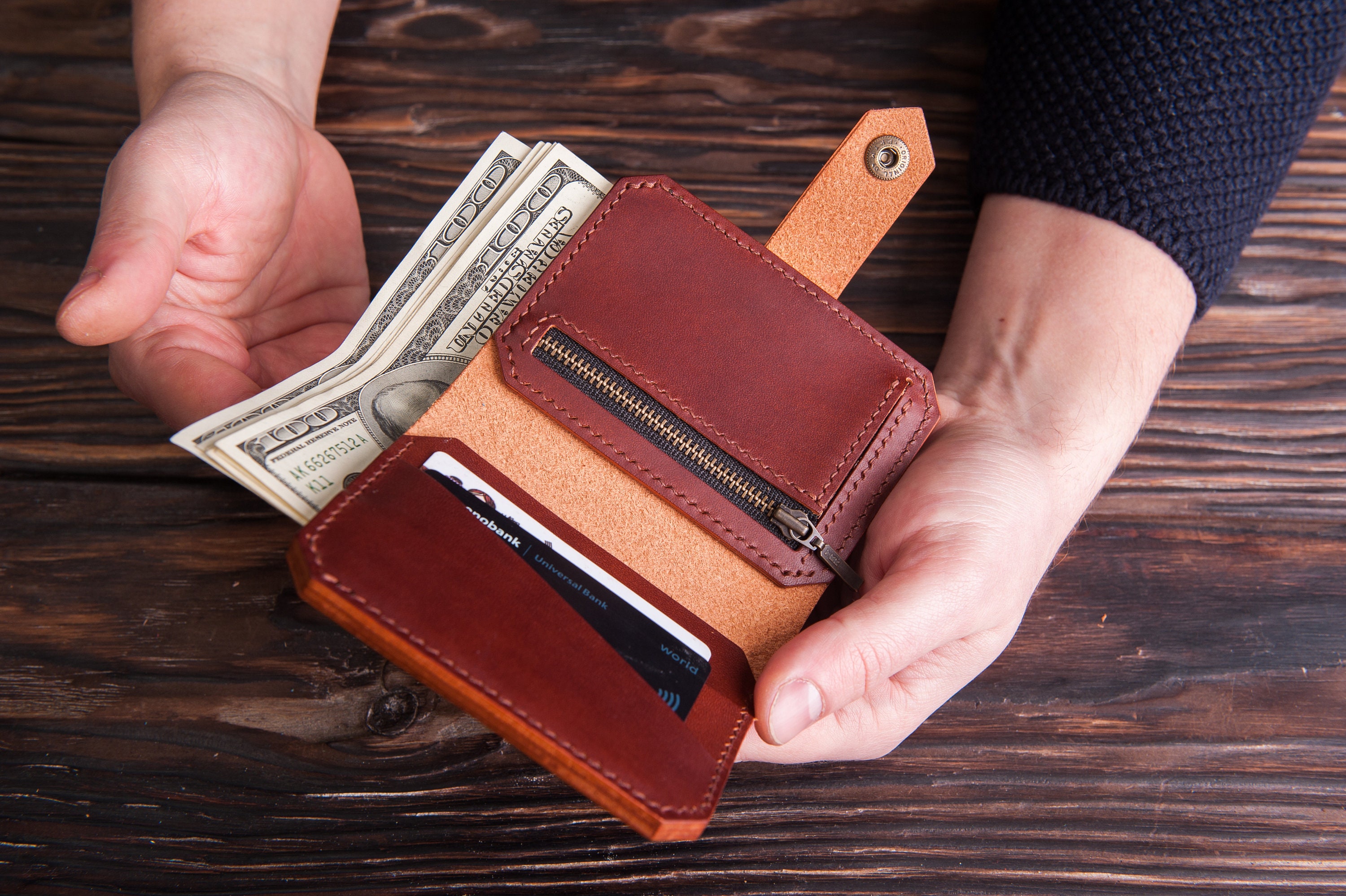 Brown Spacious Leather Wallet With Ziipp, Minimalist Wallet, Pocket Purse, Mens Bifold, Gift for Him - Etsy Brown Spacious Leather Wallet With Ziipp, Minimalist Wallet, Pocket Purse, Mens Bifold, Gift for Him - Etsy