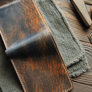 Cartera minimalista de piel cordobesa combinada, monedero plegable de primera calidad para hombre, regalo para jefe, regalo para padre, regalo de lujo
