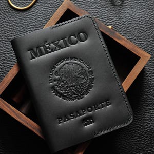 Funda de piel para pasaporte mexicano, regalo para viajeros, funda para pasaporte, funda personalizada para pasaporte, funda para pasaporte.