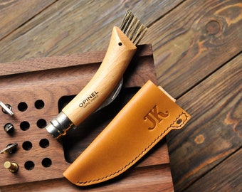 Personalisierte Lederscheide Pilzmesser Opinel Nr. 8, Pilzsammler Geschenk, Opinel Messerscheide, Pilzsammeln, Gürtelscheide Opinel
