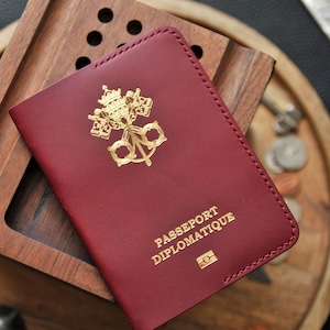Funda de cuero para pasaporte del Vaticano, pasaporte de la Santa Sede, porta pasaportes, pasaporte diplomático