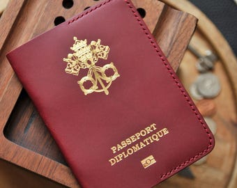 Funda de cuero para pasaporte del Vaticano, pasaporte de la Santa Sede, porta pasaportes, pasaporte diplomático
