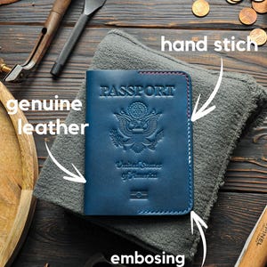 Leather cover for American passport, passport holder for american, passport Case, gift for american, USA passport, USA gift image 2