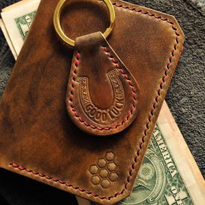 Cartera minimalista Shell Cordovan de piel, tarjetero Rocado, monedero de bolsillo, billetera de piel para hombre