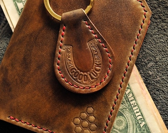 Cartera minimalista Shell Cordovan de piel, tarjetero Rocado, monedero de bolsillo, billetera de piel para hombre