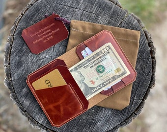 Brown Leather Minimalist Zipp Wallet, Wallet for Coin, Mini
