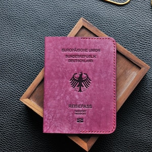 Leren houder voor Duits paspoort, paspoorthoesje Duitsland, paspoorthoesje, paspoorthoesje, Duits cadeau