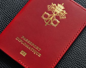 Funda de cuero para pasaporte del Vaticano, pasaporte de la Santa Sede, porta pasaportes, pasaporte diplomático