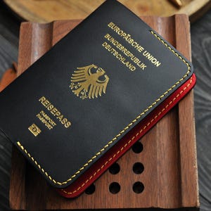 Handmade German Reisepass RFID Blocking Passport Wallet – Suri Alpaca Leather, Black, Peru