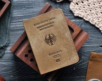 Leather Holder for German passport, Germany passport cover, Passport Cover, passport Case, German gift