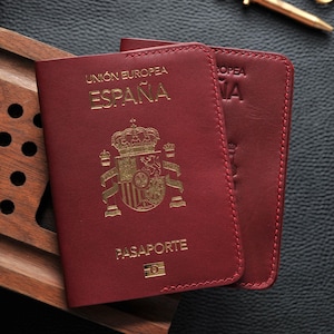 Leren houder voor Spaans paspoort, Spaans paspoort, cadeau voor reizigers, paspoortomslag, gepersonaliseerde paspoortomslag, paspoorthoesje, Espana