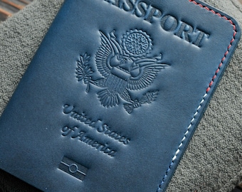 Leather Holder for American passport, USA passport, gift for traveller, Passport Cover, Personalized Passport Cover, passport Case