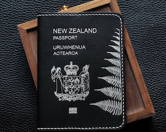 Funda de cuero para pasaporte de Nueva Zelanda, Funda para pasaporte, Funda personalizada para pasaporte, Estuche para pasaporte