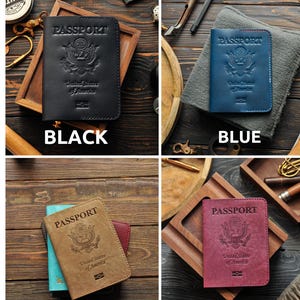 Leather cover for American passport, passport holder for american, passport Case, gift for american, USA passport, USA gift image 4