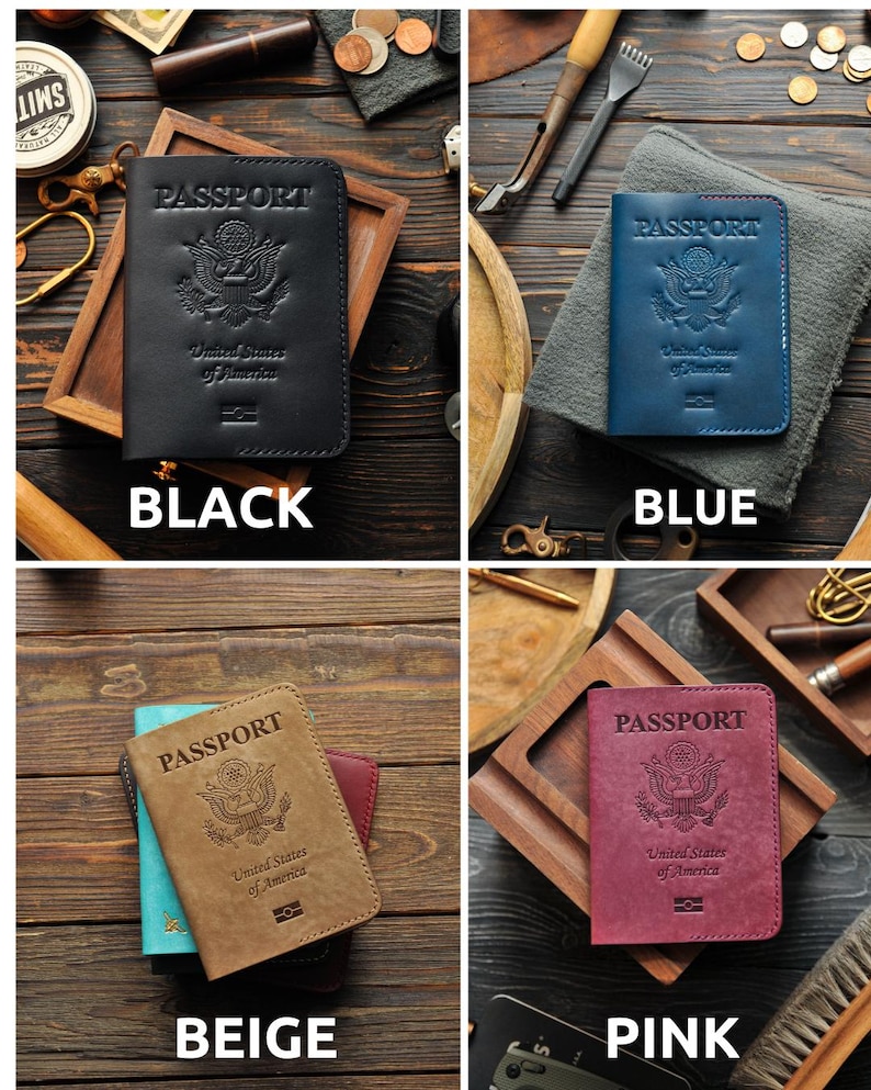 Leather cover for American passport, passport holder for american, passport Case, gift for american, USA passport, USA gift image 4