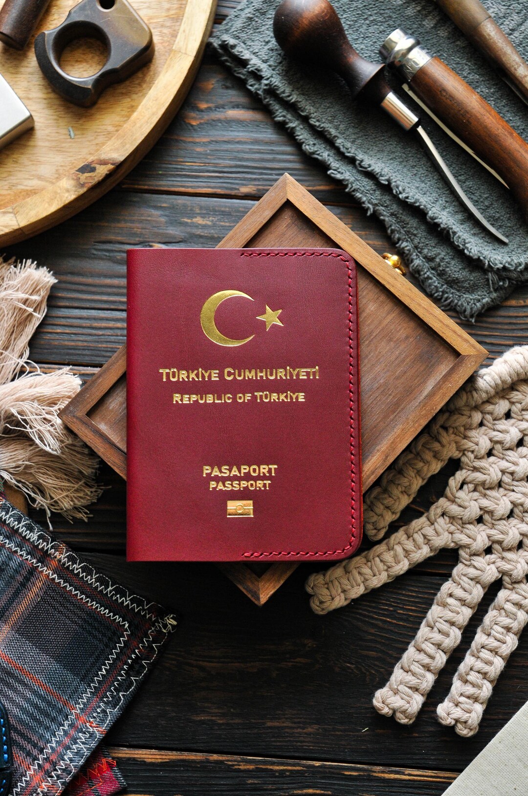 Leather Holder for Turkish Passport, Türkiye Passport, Turkish