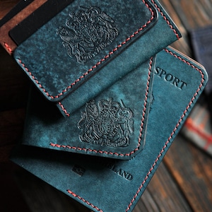 Funda de cuero para pasaporte británico, pasaporte de Gran Bretaña, funda para pasaporte del Reino Unido, juego de pasaportes, estuche para pasaporte, regalo para viajeros, regalo del Reino Unido