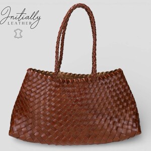 luxury handwoven retro leather basket tote bag. women’s designer leather handbag