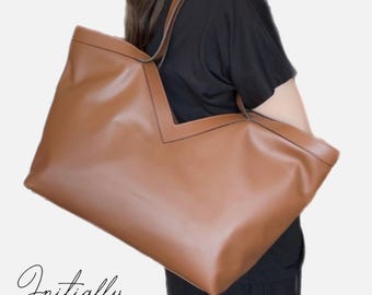 Y Tragetasche aus italienischem Leder, Diamantgriff-Einkaufstasche: Personalisierte Luxushandtasche