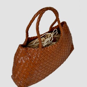 Hand Woven Leather Basket Bag, Leather Woven Tote Bag, Luxury Women’s Handbag image 12