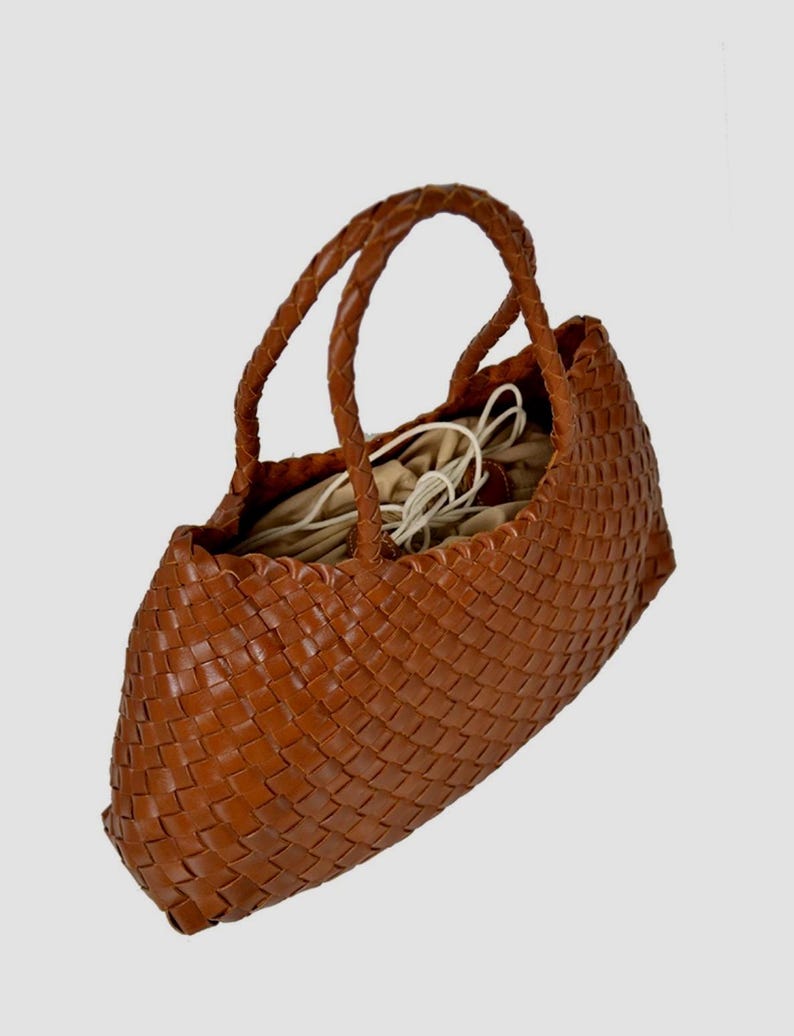 Hand Woven Leather Basket Bag, Leather Woven Tote Bag, Luxury Women’s Handbag image 12