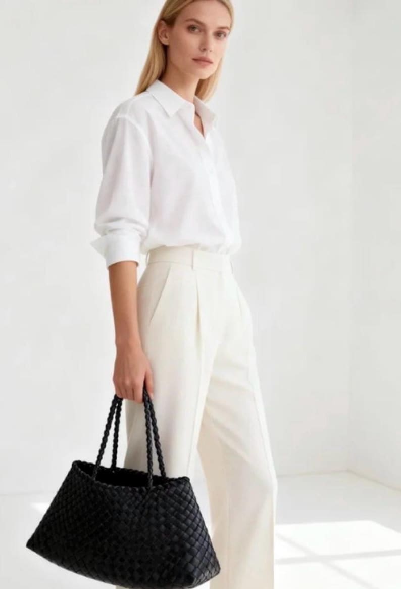 luxury handwoven retro leather basket tote bag. women’s designer leather handbag