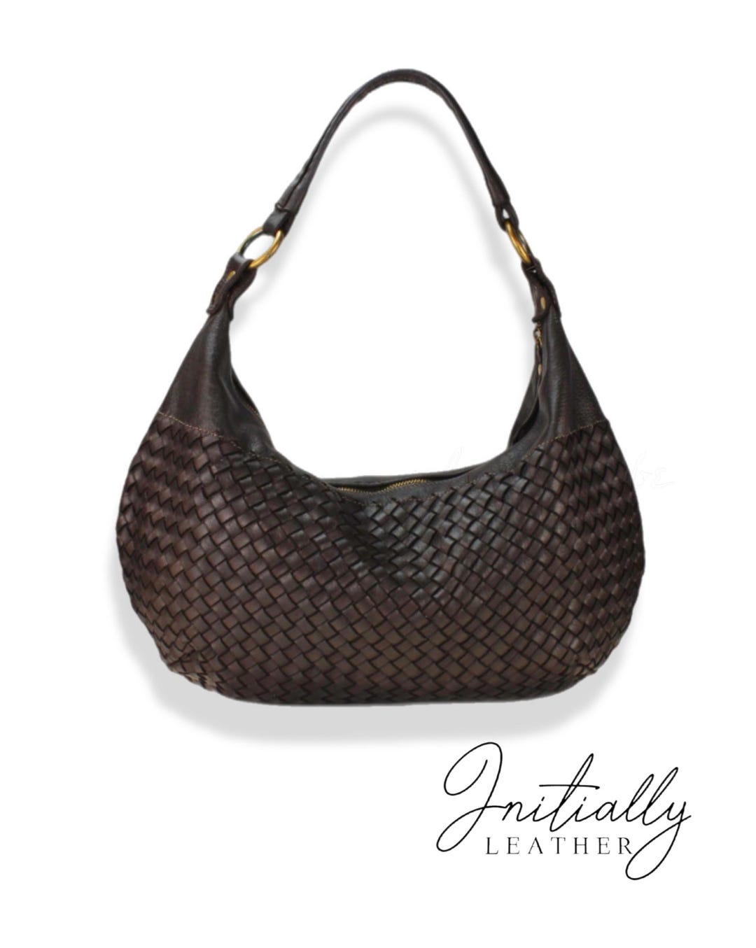 Woven Italian Leather Shoulder Bag: Large Luxury Handbag