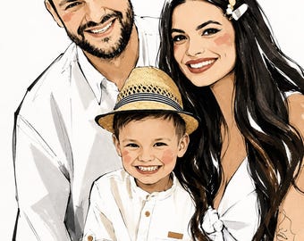 Portrait vom Foto | Aquarell Familie Illustration | Paar Familienportrait | Personalisiertes Mama Geschenk | Digital Art Portrait