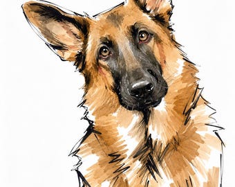 Benutzerdefinierte Aquarell Haustier Porträt | Haustierporträts mit Haustierfoto | Hund Katze Erinnerungsgeschenk |  Personalisierte Digitale Hundeportraits Katze