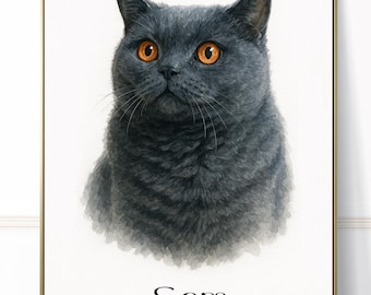 Retrato personalizado de mascota en acuarela, arte personalizado para perros o gatos (descarga digital)