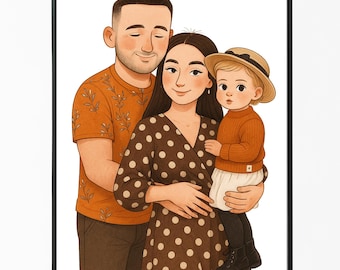 Retrato familiar personalizado en acuarela a partir de una fotografía (descarga digital)