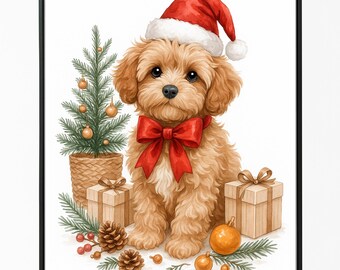 Retrato navideño personalizado de mascotas, homenaje a perros y gatos (arte digital)