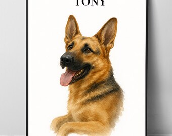 Retrato de mascota en acuarela personalizado, obra de arte conmemorativa personalizada para perros y gatos (digital)