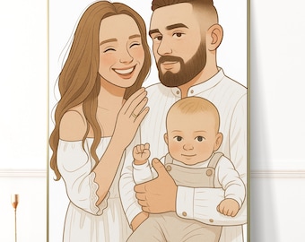 Retrato familiar personalizado / Regalo de acuarela personalizado (digital)