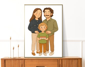 Retrato familiar personalizado en acuarela / Regalo artístico personalizado (descarga digital)