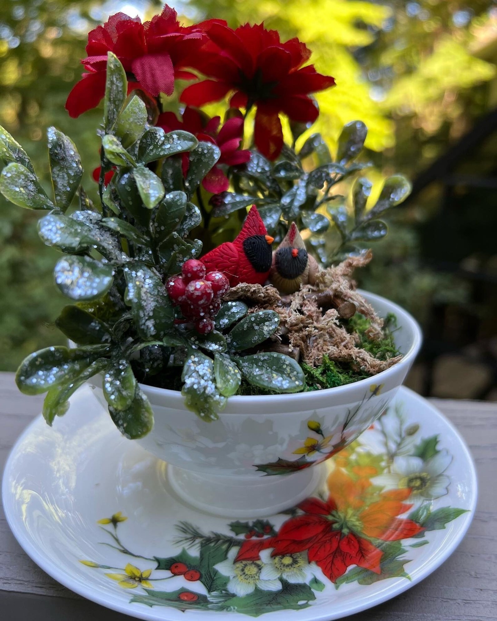 Cardinal Teacup Diorama - Etsy