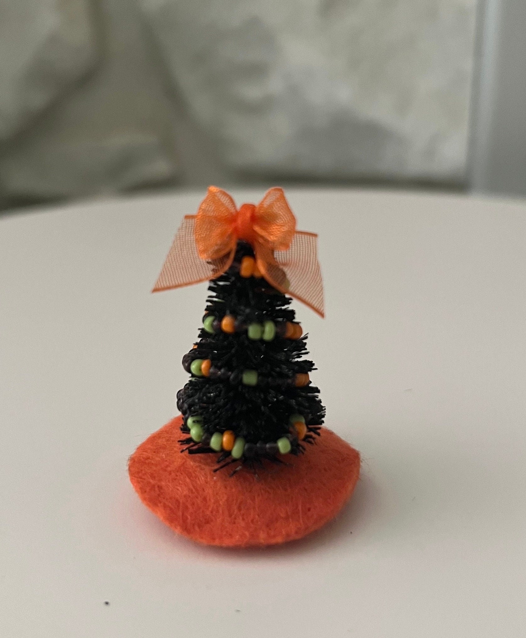2” Black Halloween Tree/Orange Bow