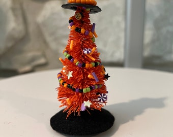 4” Orange Halloween Tree/Witch Hat
