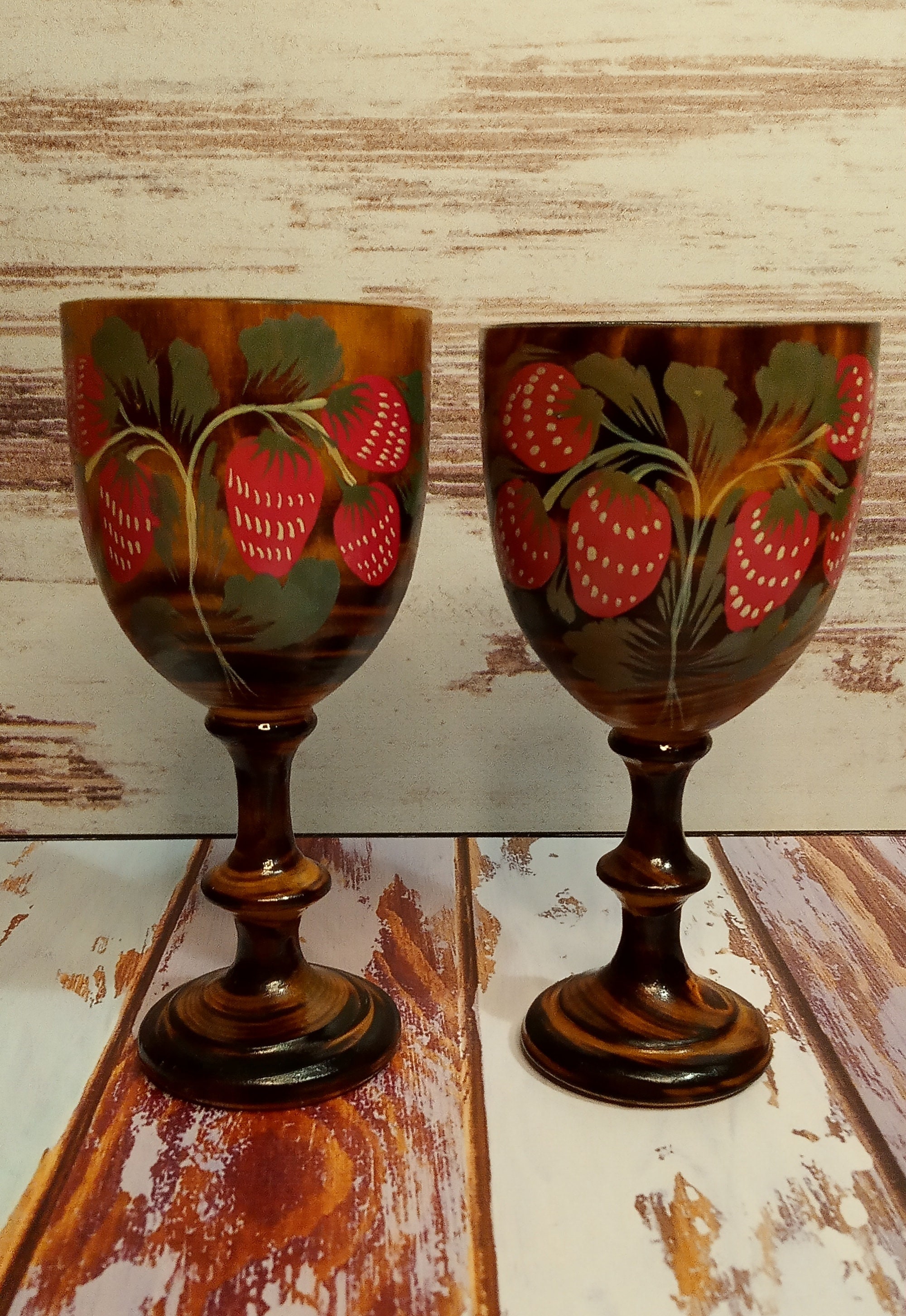 Wooden glasses for wine handmade with hand painting wine Etsy
