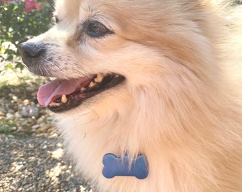 Hubbering Fur Buddies Dog Bone Orgonite Collar Charm With Lapis Lazuli and Copper EMF Protection Pet Orgone Holistic Harmony
