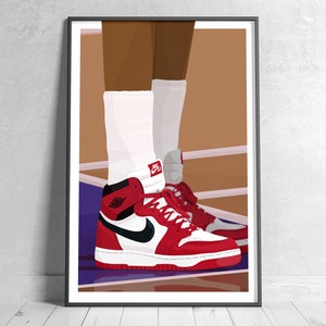 Poster minimalista AIR Jordan 1 OG CHICAGO 1985 - Decorazione / Poster / Nike / Arte murale / Stampa poster / Idea regalo / Sneakers / Natale