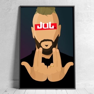 Cartel minimalista JUL - Decoración / Cartel / Cartel / Rap / Rap francés / Ilustración / Cartel de rap / Rapero / Original / Idea de regalo