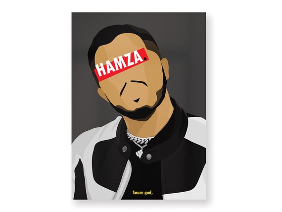 Minimalist HAMZA Poster Decoration / Poster / Poster / Rap / French Rap /  Illustration / Rap Poster / Rapper / Saucegod / Portrait 